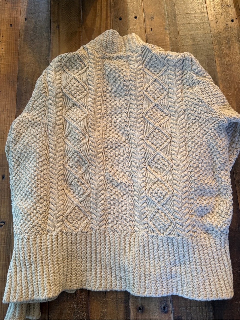 L.L. Bean Cream Cable Knit Turtleneck Cardigan